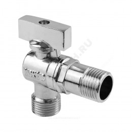 Кран шаровой латунь бытовой хром угловой 1041 G1/2" Ру10 НР бабочка без отражателя Aquasfera 1041-01