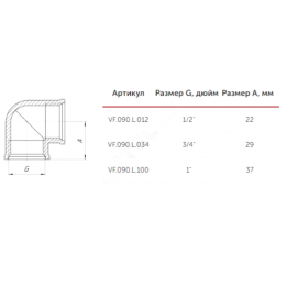 Угольник латунь Ду 20 (3/4") ВР/ВР VALFEX VF.090.L.034