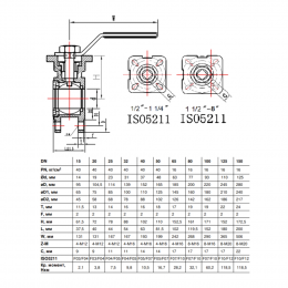 Кран шаровой нерж Ду 25 Ру40 межфл под электропривод с рукояткой ISO F04/F05 Benarmo