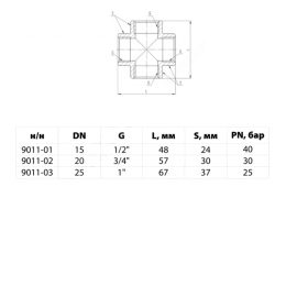 Крест латунь никель Ду 20 (3/4") ВР/ВР 9011 ГОСТ 32585-2013 Aquasfera 9011-02