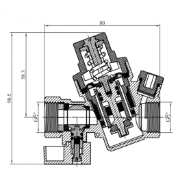 Регулятор давления мембранный латунь КФРД Ду 15 Ру16 1/2" ВР Рн=1 - 16бар с выходом под манометр SantechSystems
