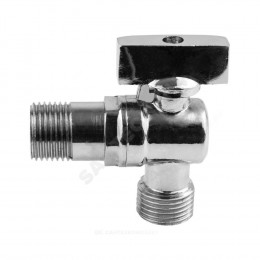 Кран шаровой латунь бытовой хром угловой 1041 G1/2" Ру10 НР бабочка без отражателя Aquasfera 1041-01