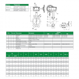 Затвор дисковый поворотный чугун VPI4448R-08EP Ду 100 Ру16 межфл с редуктором диск чугун манжета EPDM Tecofi VPI4448R-08EP0100