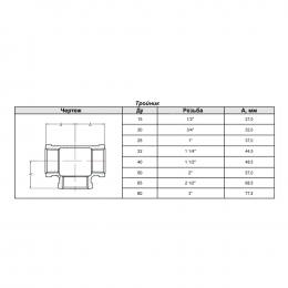Тройник чугун Ду 15 (1/2") ВР/ВР, оцинкованный