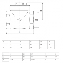 Клапан обратный латунь поворотный N6 Ду 32 Ру16 Тмакс=110 оС ВР 1 1/4" заслонка латунь Giacomini N6Y006