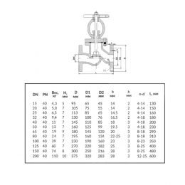 Клапан запорный сталь 15с22нж Ду 125 Ру40 Тмакс=425 оС фл HJCN