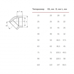Угольник PP-R белый Дн 40х45гр внутренняя пайка VALFEX 10107040