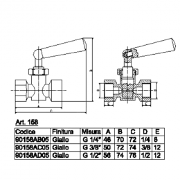 Кран для манометра 3-ходовой латунь 158 Ду 15 Ру16 ВР G1/2" с рукояткой без фланца Icma 90158AD05