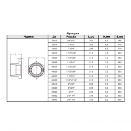 Футорка чугун Ду 32х20 (1 1/4"х3/4") НР/ВР