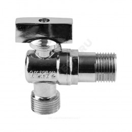 Кран шаровой латунь бытовой хром угловой 1041 G1/2" Ру10 НР бабочка без отражателя Aquasfera 1041-01