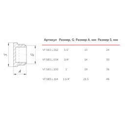 Заглушка латунь Ду 15 (1/2") НР VALFEX VF.583.L.012