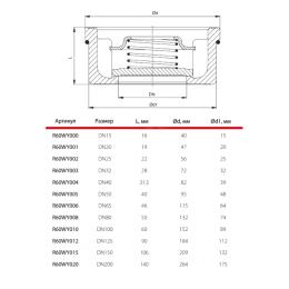 Клапан обратный латунь пружинный R60W Ду 80 Ру16 межфл диск нерж Giacomini R60WY008