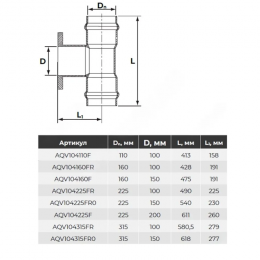 Тройник НПВХ серый SDR26 Дн 160х150 Ру10 фланец-раструб напорный фланец НПВХ Aquaviva AQV104160F .