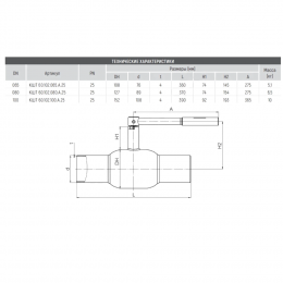 Кран шаровой сталь 09Г2С Ballomax КШТ 60.102 Ду 100 Ру25 п/привар L=390мм BROEN КШТ 60.102.100.А.25