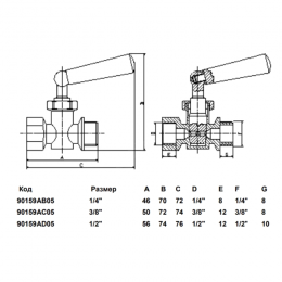 Кран для манометра 3-ходовой латунь 159 Ду 15 Ру16 ВР/НР G1/2" с рукояткой с фланцем Icma 90159AD05