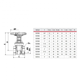 Задвижка клиновая латунь R55 Ду 15 Ру16 ВР маховик Giacomini R55Y003