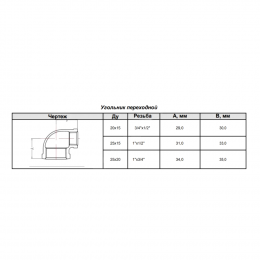 Угольник переходной чугун Ду 25х20 (1"х3/4") ВР/ВР