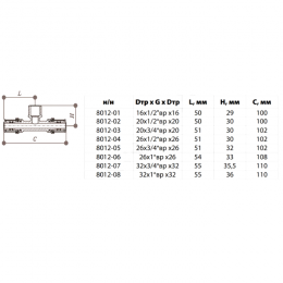 Тройник МП латунь пресс Дн 20х1/2"х20 НР ГОСТ 32415-2013 8012 Aquasfera 8012-02