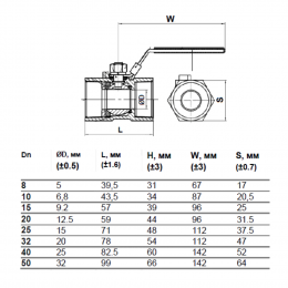 Кран шаровой нерж SS316 Ду 25 Ру63 ВР L=71мм Benarmo