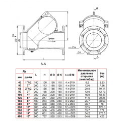 Клапан обратный чугун шаровой CBL4240 Ду 100 Ру10 Тмакс=80 оС фл шар чугун+NBR с самоочищающимся шаром Tecofi CBL4240-0100