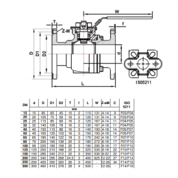 Кран шаровой нерж CF8M Ду 250 Ру16 фл под электропривод с рукояткой ISO F14/F16 полнопроходной Benarmo