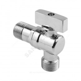 Кран шаровой латунь бытовой хром угловой 1041 G1/2" Ру10 НР бабочка без отражателя Aquasfera 1041-01