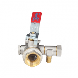 Кран шаровой латунь со спускником 1012 Euro никель Ду 15 Ру40 ВР 1/2" рычаг красный полнопроходной Aquasfera 1012-01 .