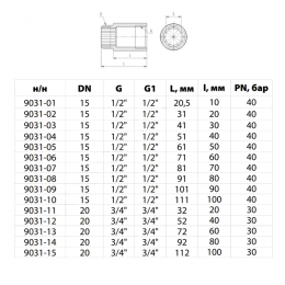 Удлинитель латунь хром Ду 15 (1/2") L=60мм ВР/НР 9031 Aquasfera 9031-06