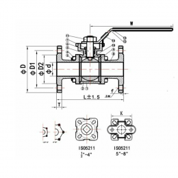 Кран шаровой нерж SS316 трёхсоставной Ду 100 Ру16 фл полнопроходной Benarmo