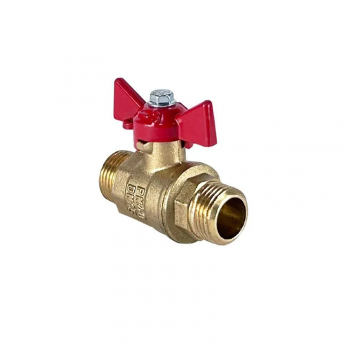 Кран шаровой латунь 11Б27фт1М Ду 20 Ру40 НР бабочка красная VALFEX VF.219.LB1.034.N/P59