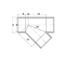 Тройник ПВХ серый под клеевое соед Дн 110х45гр Ру16 напорный Aquaviva YEE1100