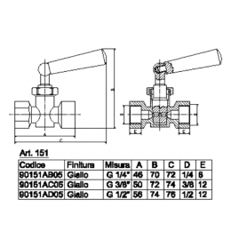 Кран для манометра 3-ходовой латунь 151 Ду 15 Ру16 ВР G1/2" с рукояткой без фланца Icma 90151AD05
