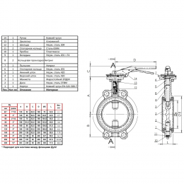 Затвор дисковый поворотный чугун VPI4449-02NI Ду 100 Ру16 межфл с рукояткой диск нерж манжета Nitril Tecofi VPI4449-02NI0100